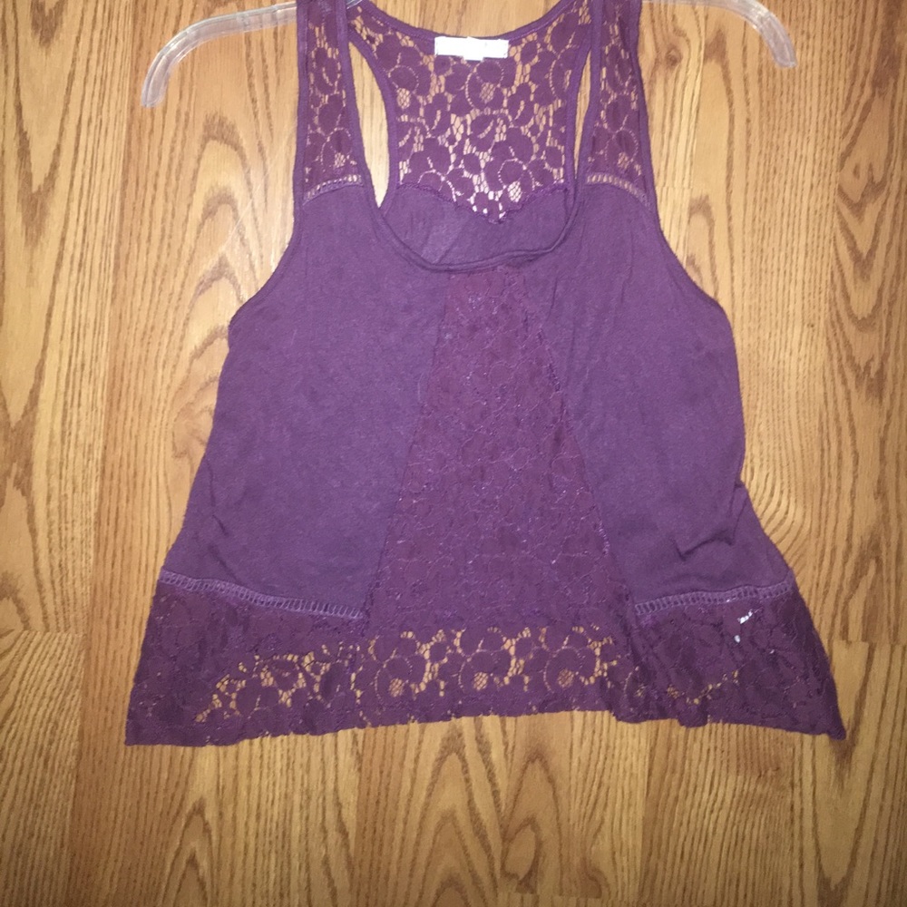 Plum tank top with lace detailing