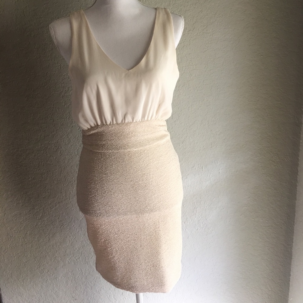 Mini dress with gold sparkle