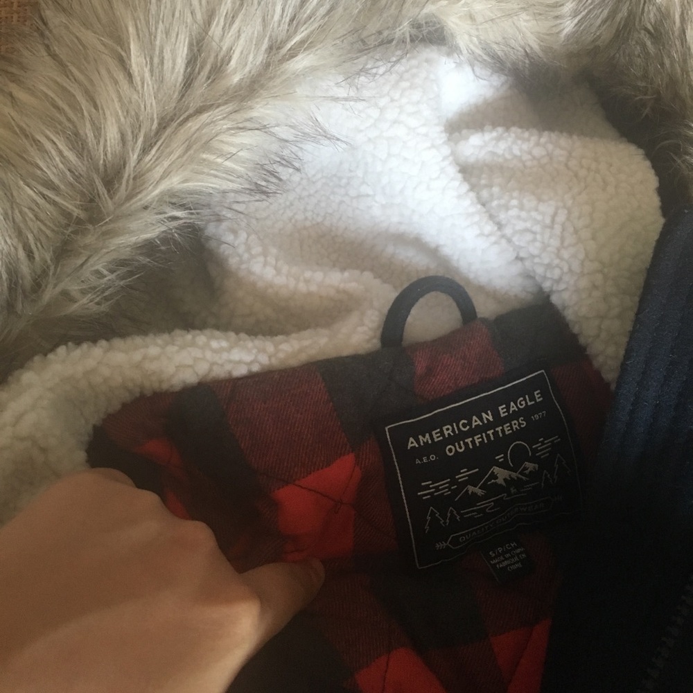 Faux fur wool parka.