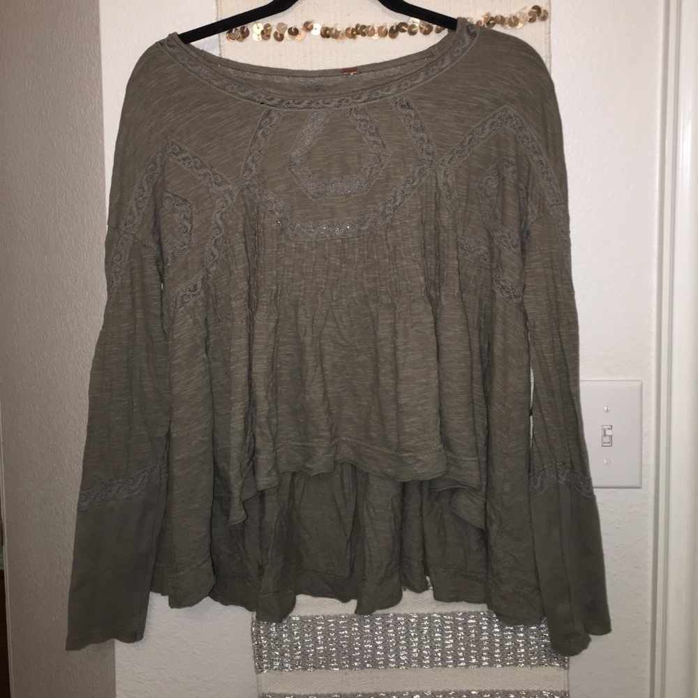 free people high low long sleeve top