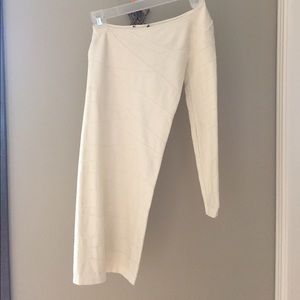 One shoulder off-white Bebe dress