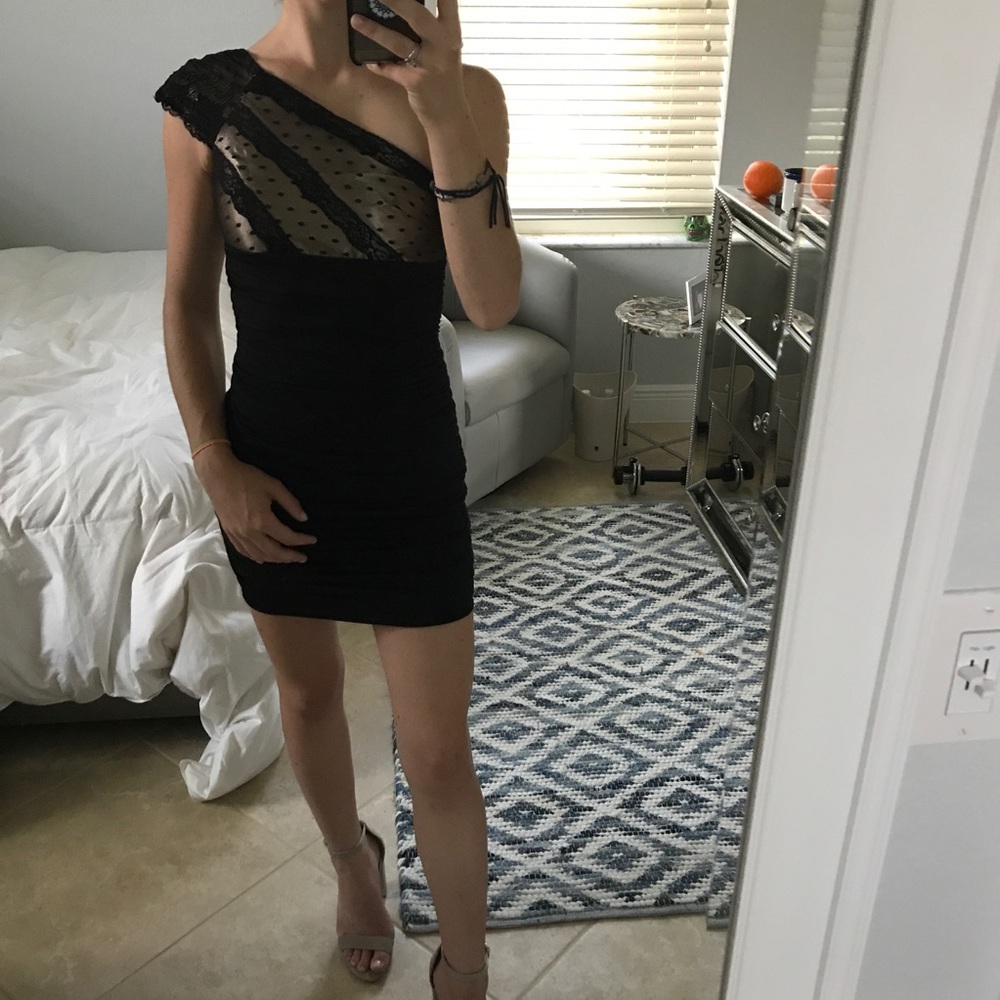 Jessica McClintock mini one shoulder party dress