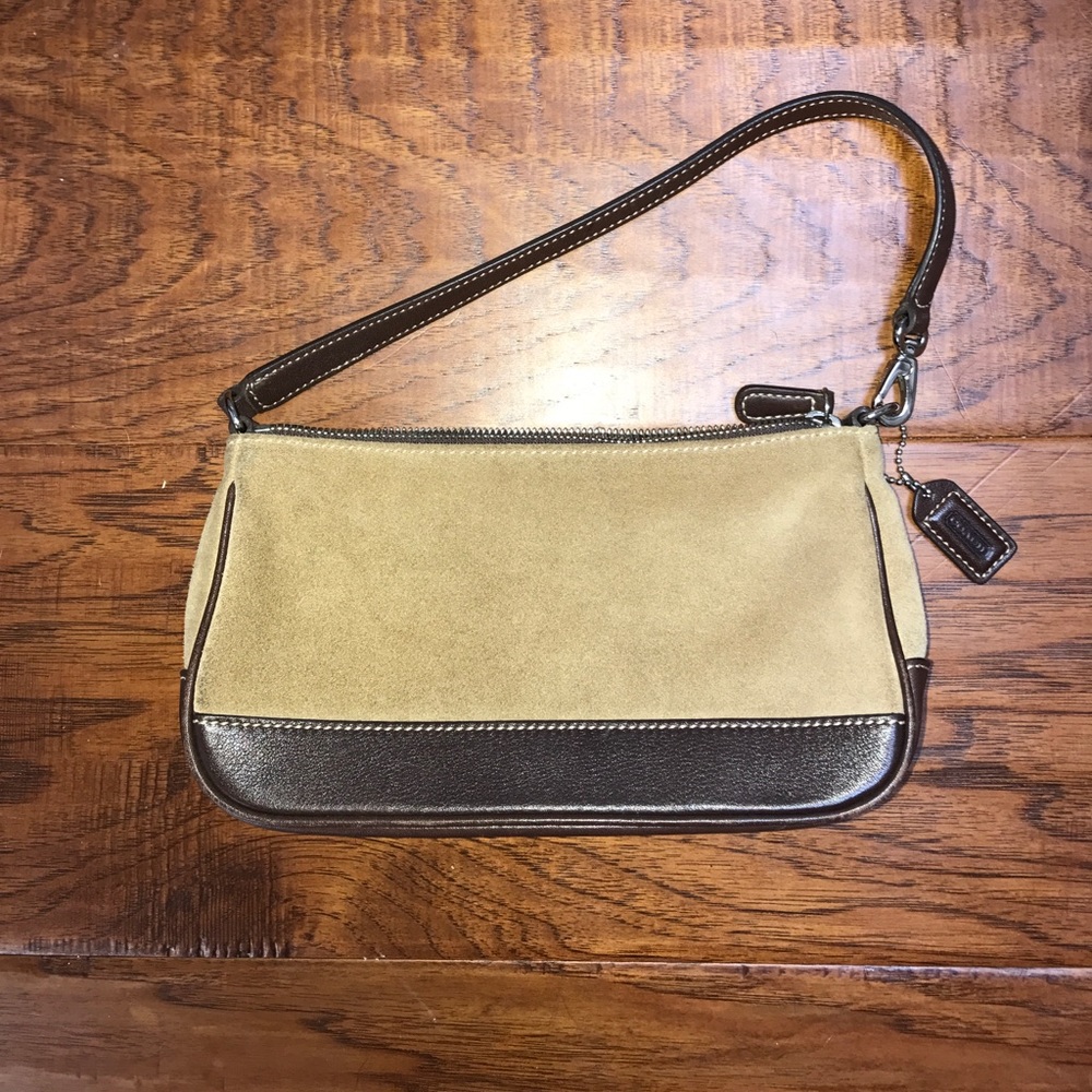 Small two tone leather and suede purse