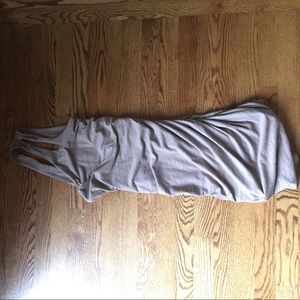 Suede ruched keyhole dress