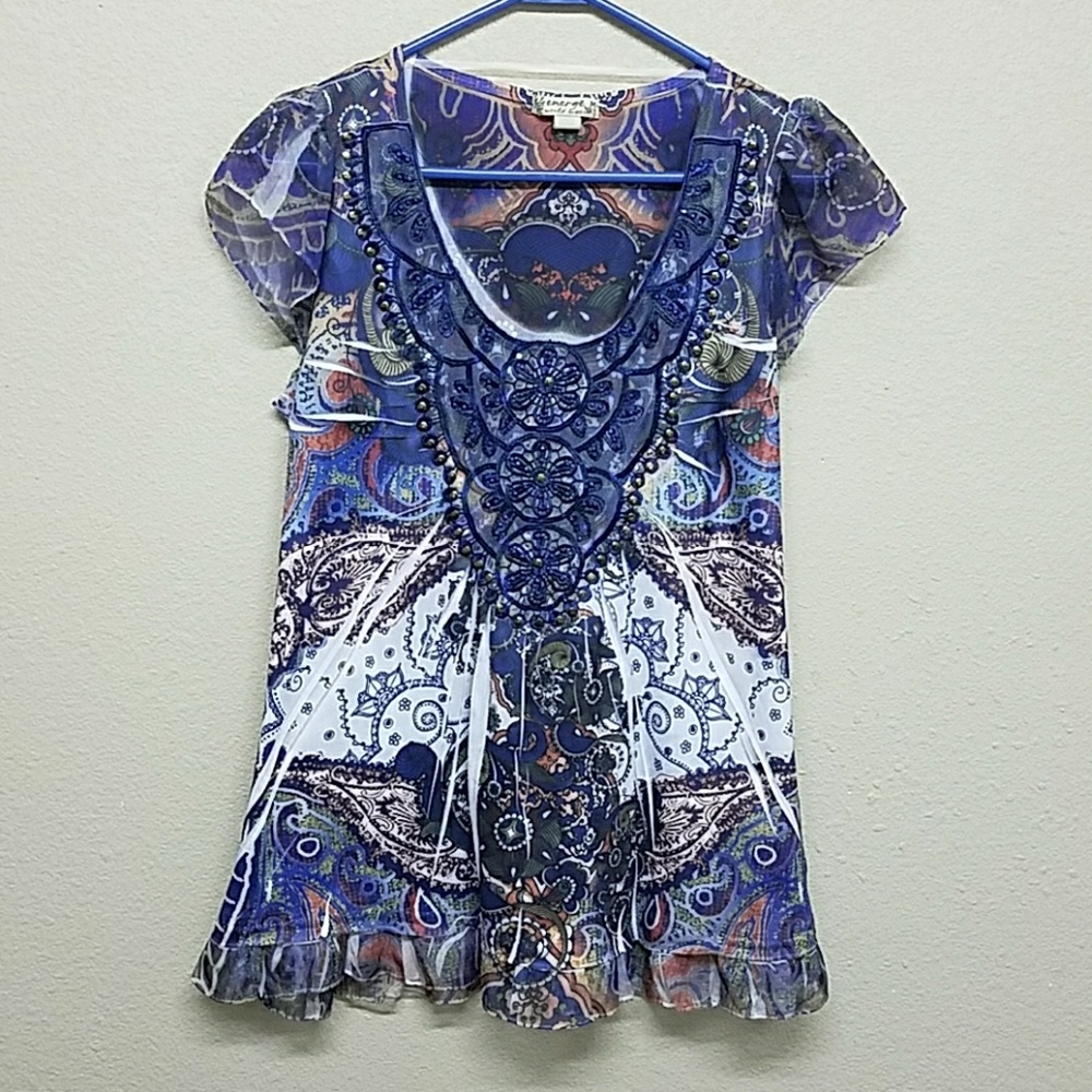 Muli colored print with brass studds