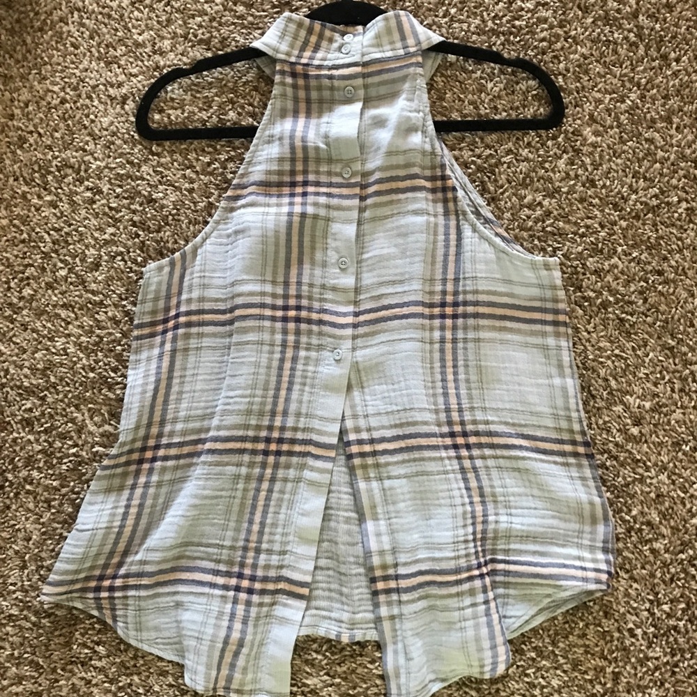 High neck top- buttons in back