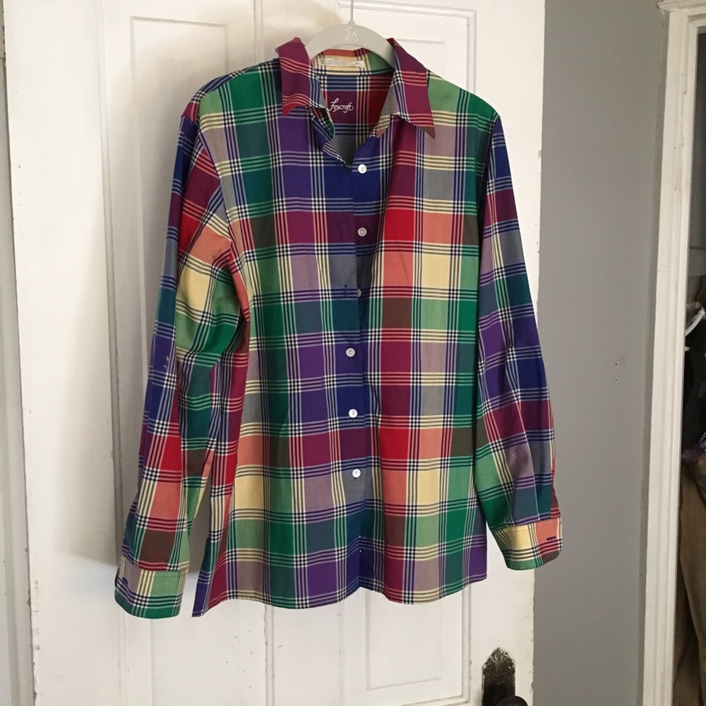 Vintage button up rainbow shirt