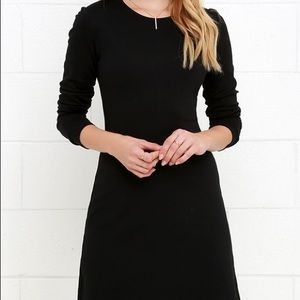 Black Ribbed Longsleeve Dress