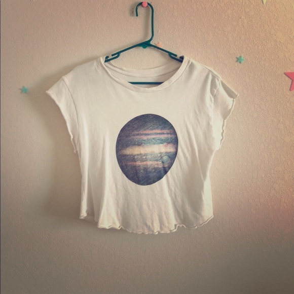 Galaxy planet space print crop top - Picture 1 of 1