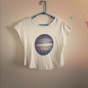 Galaxy planet space print crop top