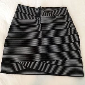 BCBG bandage striped mini skirt