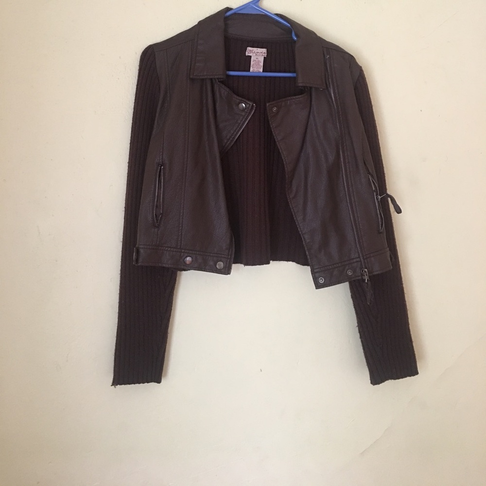 Brown Leather Synthetic Jacket
