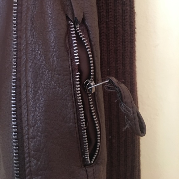 Brown Leather Synthetic Jacket - Picture 4 of 4