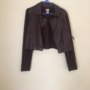 Brown Leather Synthetic Jacket