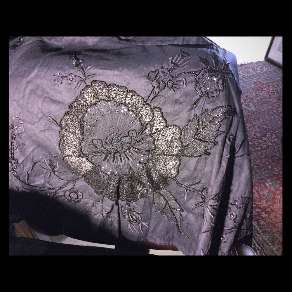 Black French Connection beaded embroidered skirt