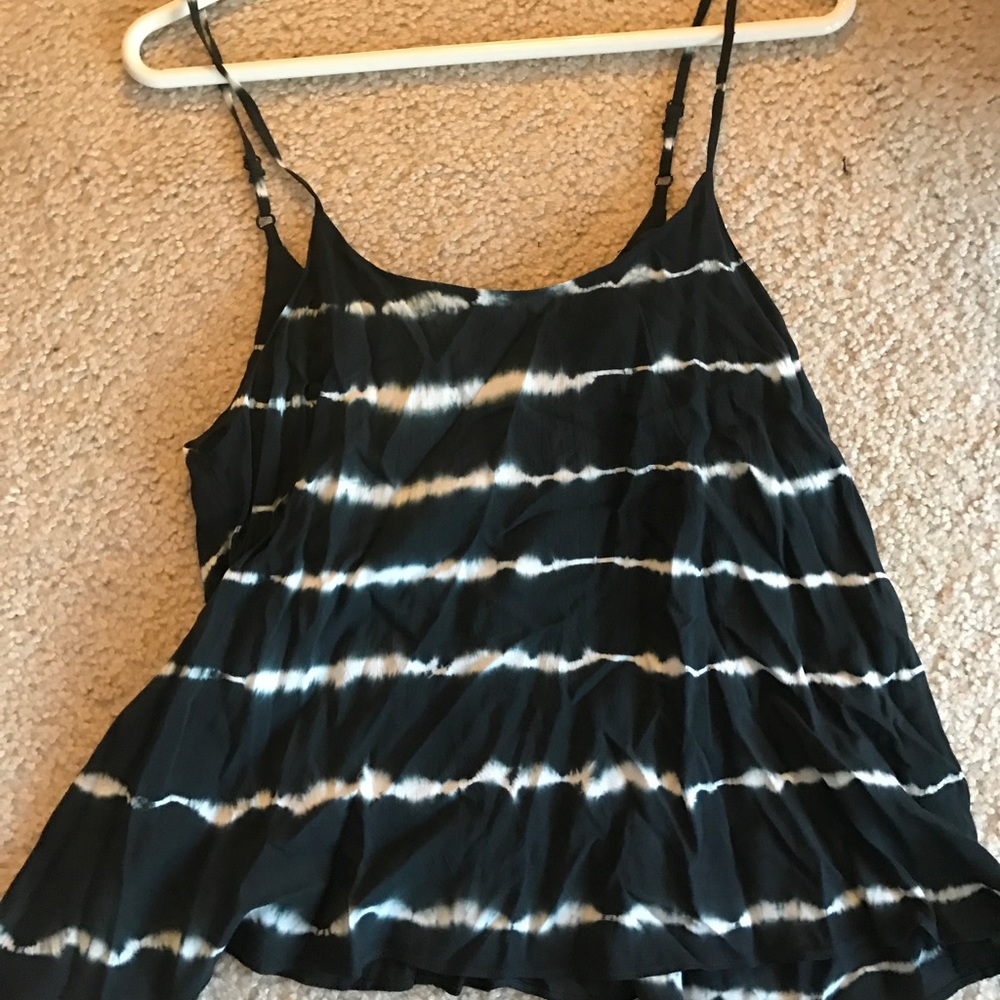 Navy blue/black w white stripes tank top