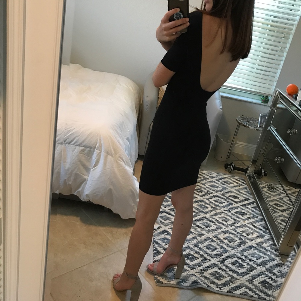 Black dress with low cut back