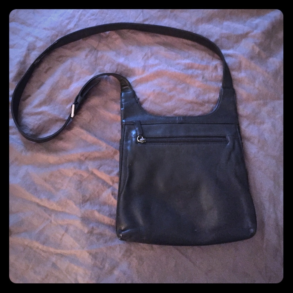 Nine West Genuine Leather Black Crossbody Bag