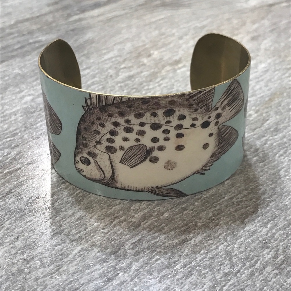 Robins egg blue bracelet with fish