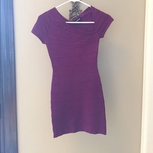 Purple short sleeve dress with keyhole in back