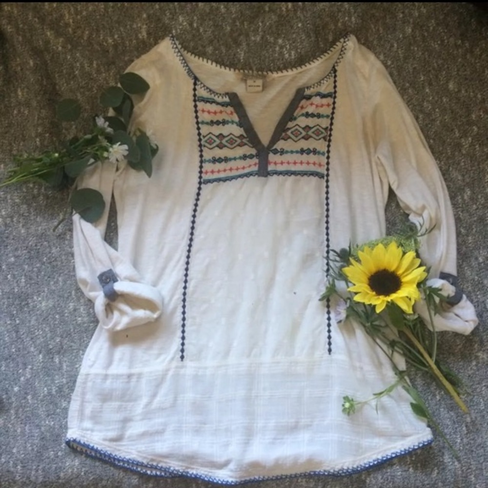 🔴SOLD🔴 Lucky Brand White Tribal Print Shirt