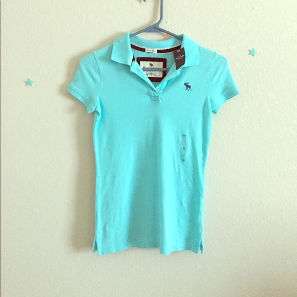 Light blue polo Abercrombie collar top - Picture 1 of 1