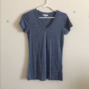 F21 navy blue heather V neck