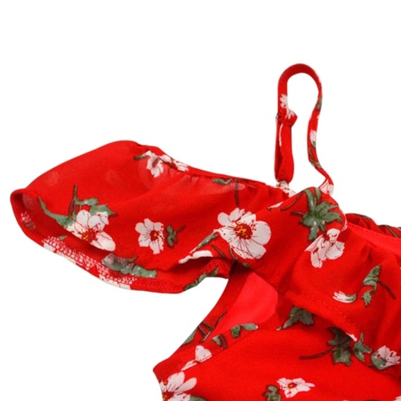 ‘Caterina’ Red floral wrap ruffle dress - Picture 8 of 8