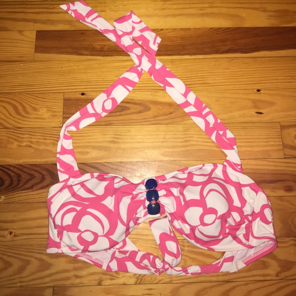Small Perry Ellis Bathing suit top pink/white/blue