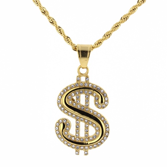 Dollar Pendant Stainless Steel&CZ Do with 24