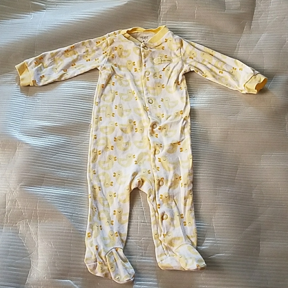 Carter's neutral yellow/white Ducky pjs