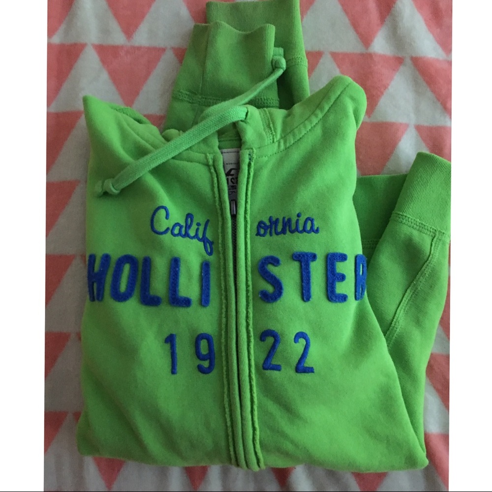 Green Hollister zip up hoodie