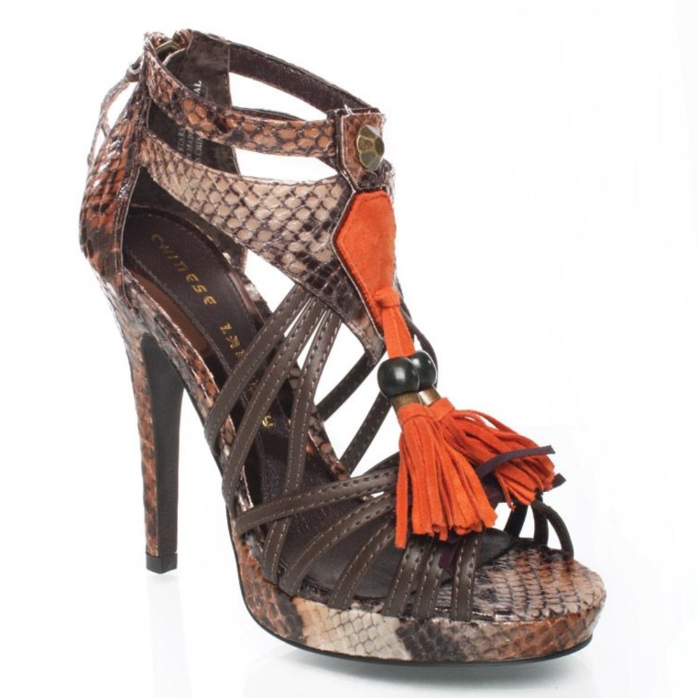 Chinese Laundry Snakeskin Tassle Heels
