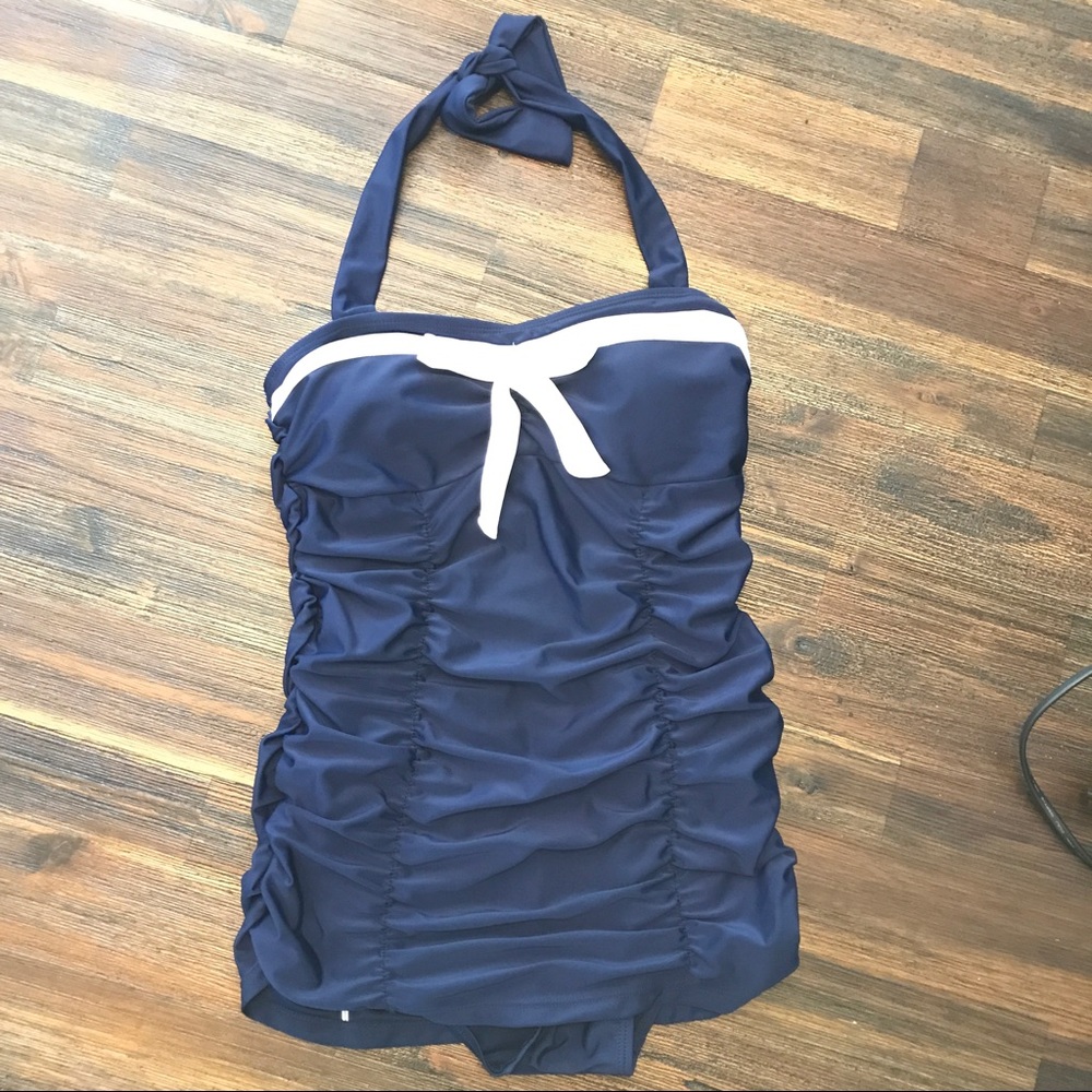 NWOT Navy and white swim dress