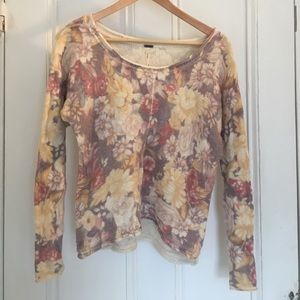 Free People Floral Pullover Sweater Sz XS