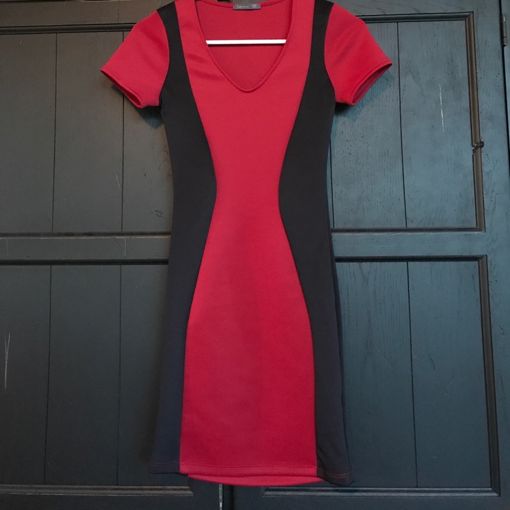 Black and Red Scuba Bodycon Dress