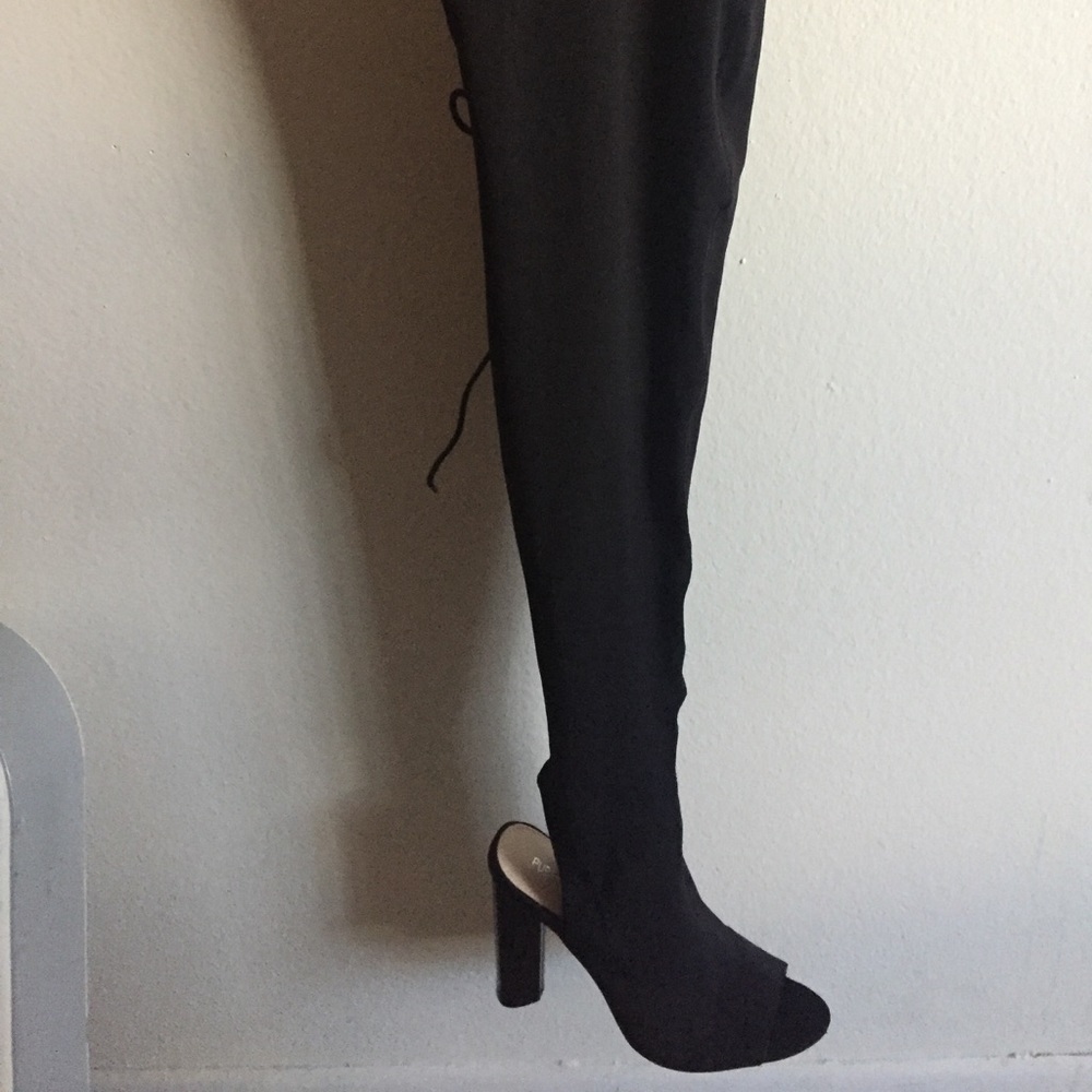 BRAND NEW thigh high open toe boots