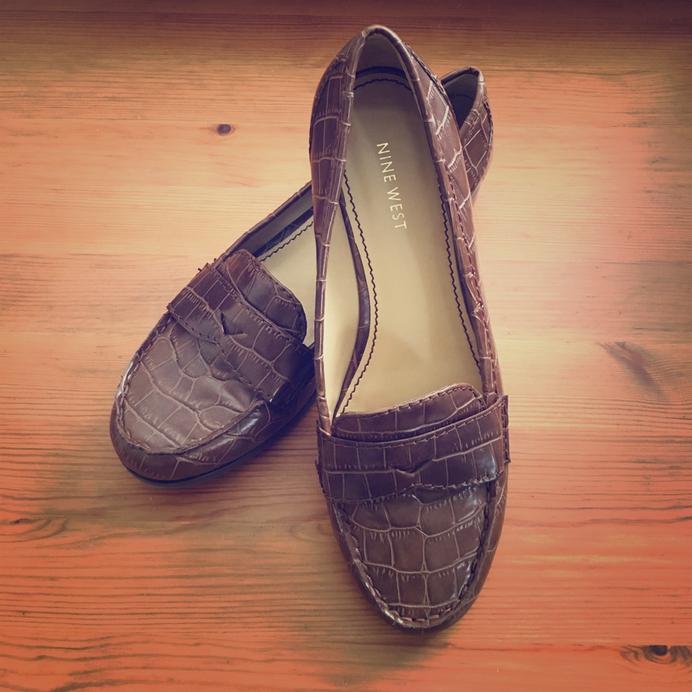 Nine West Croc-like Skin Flats
