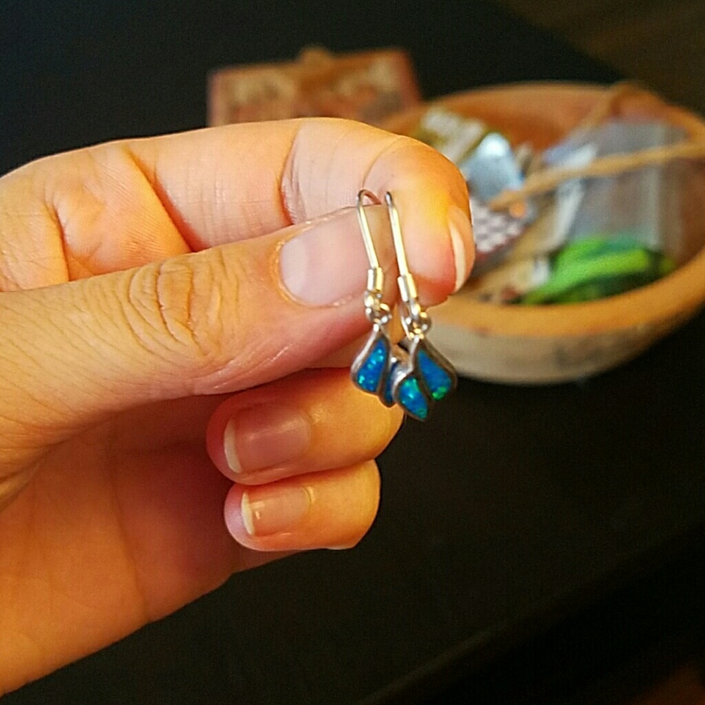 Opal silver earrings