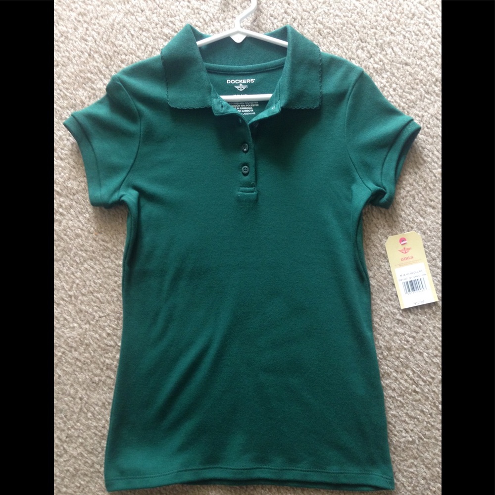 Girls Docker plain green collared shirt