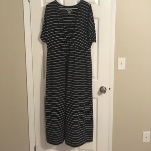 1X maxi dress. Black and white striped.