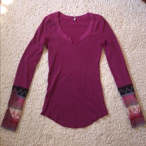 Free People Thermal with Sleeve Crochet Detail, SM