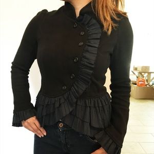 Free People Ruffle Military Style Jacket