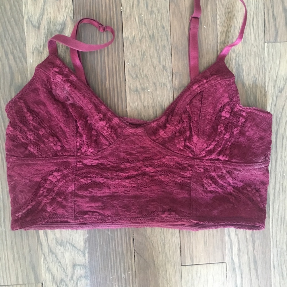 Burgundy lace bralette