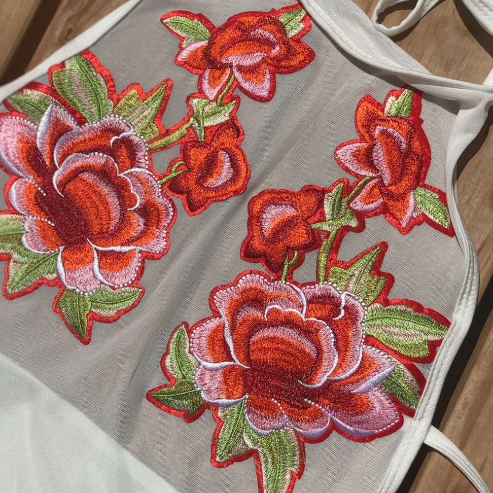 High waisted Red Rose Monokini