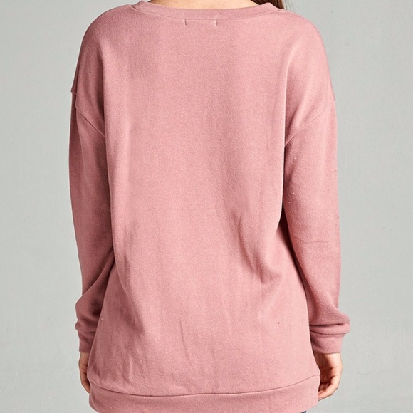 Dusty Pink Distressed Oversized Sweatshirt - Picture 3 of 4