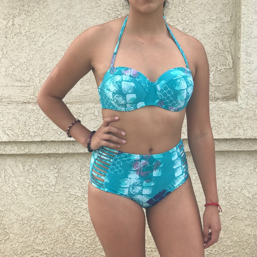 Blue high waist bikini