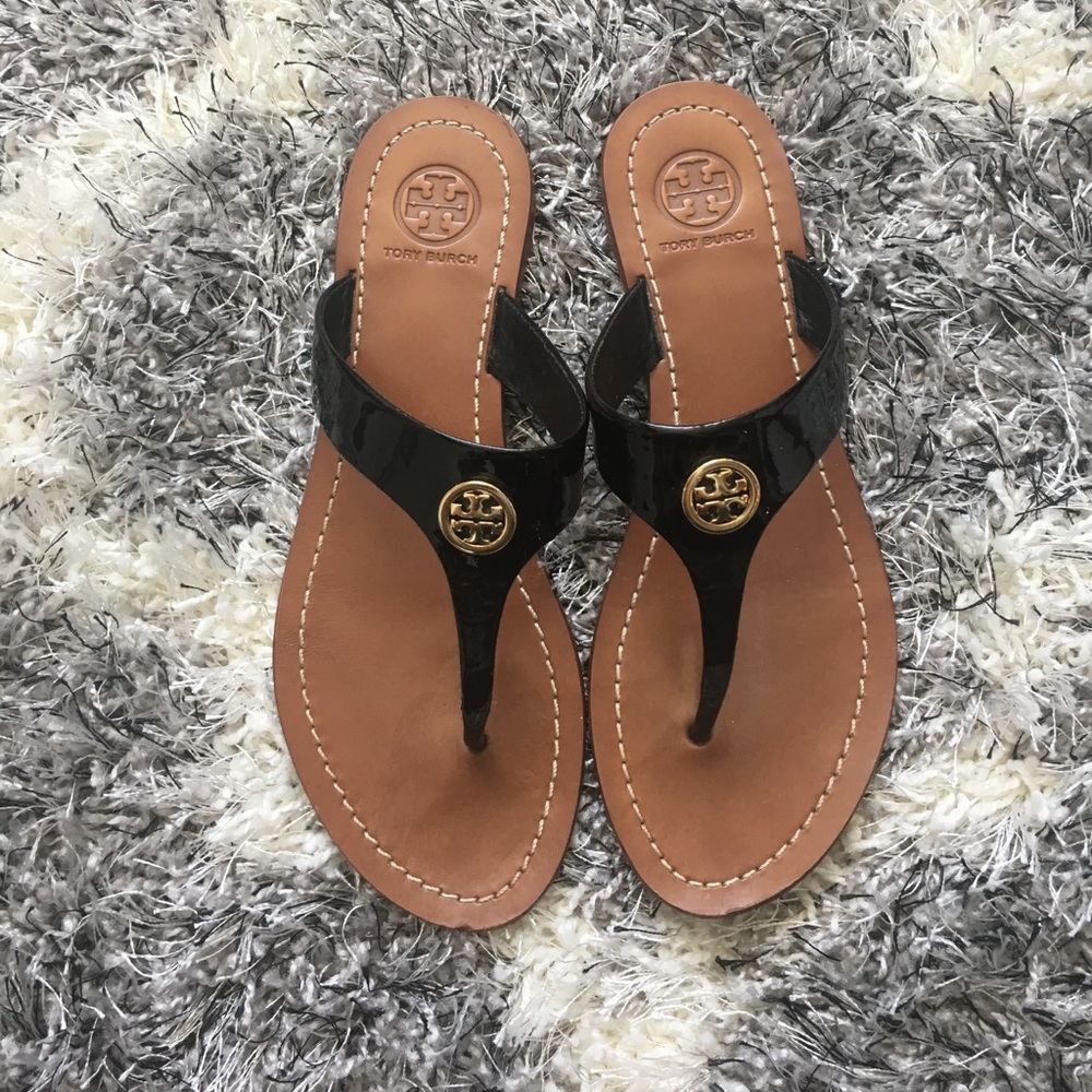 Tory Burch Cameron black patent leather sandal