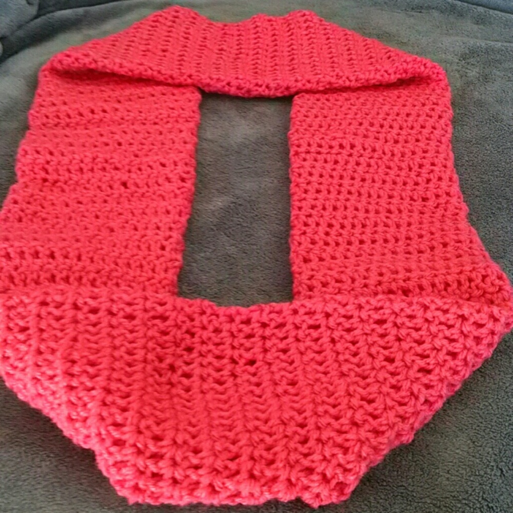 Hand crochet infinity scarf flamingo