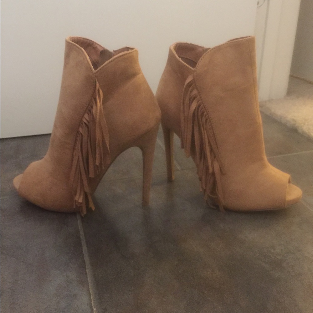 Fringed Suede Heels
